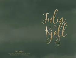 Huwelijkskaart - Trendy groen en goud