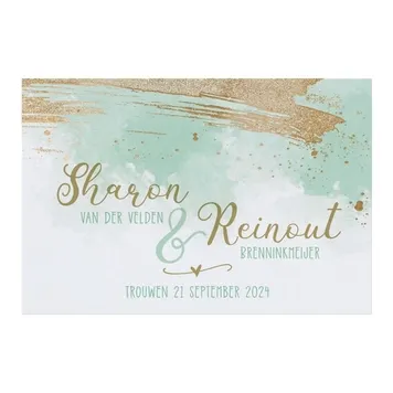 Luxe aquarel posterkaart met gouden spetters