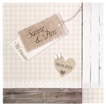 Trouwkaart Steigerhout en jute