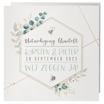 Trouwkaart Aquarel met goud