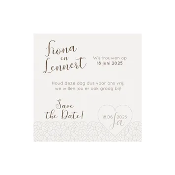 Trouwkaart Save the date Stijlvol hart
