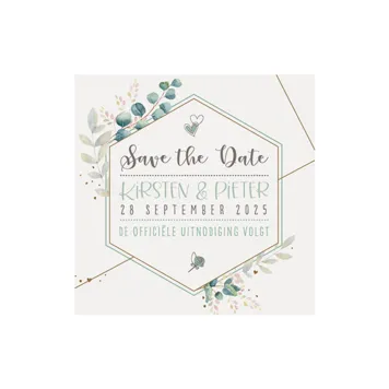 Trouwkaart Save the date Aquarel met goud