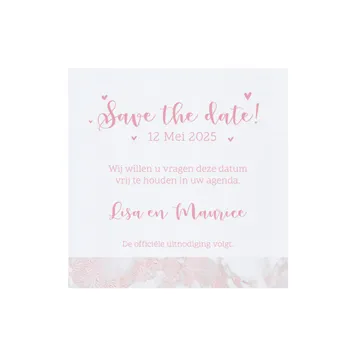 Trouwkaart Save the date Romantisch marmer