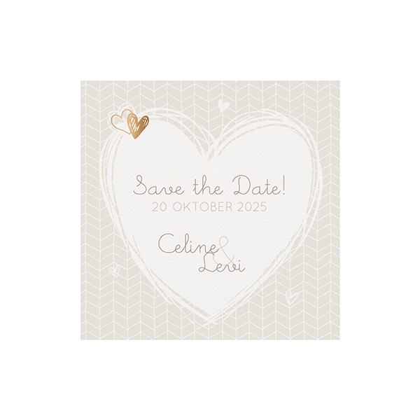 Trouwkaart Save the date past bij trouwkaart - Parelmoer hart