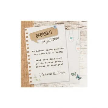 Trouwkaart Bedankkaart - Bohemian wedding