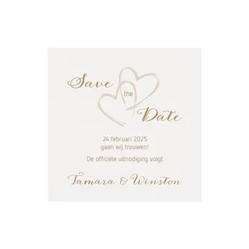 Trouwkaart Save the date past bij trouwkaart - Gouden harten