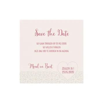 Trouwkaart Save the date past bij trouwkaart - Gevederd hart