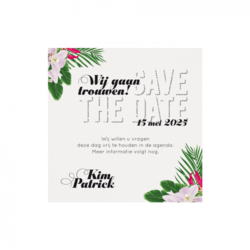 Trouwkaart Save the date - Tropische Bloemen