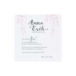 Trouwkaart Save the date past bij trouwkaart - Romantisch met roze kant