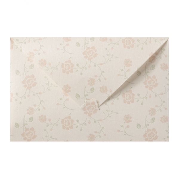 Trouwkaart Elegante pochette trouwkaart op parelmoerpapier met bloemen