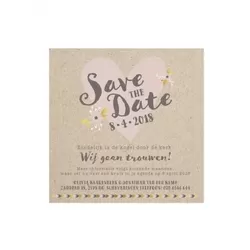 Trouwkaart Save the date passend bij de trouwkaart in de stijl van een moderne liefdesbrief