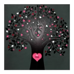 Trouwkaart Moderne trouwkaart met boom van hartjes en opvallend roze binnenkant