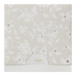 Trouwkaart Stijlvolle vierkante trouwkaart met bloemetjes en platinafolie