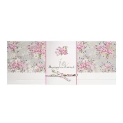 Trouwkaart Romantische trouwkaart met bloemen en wikkel met lintje in bloemenmotief