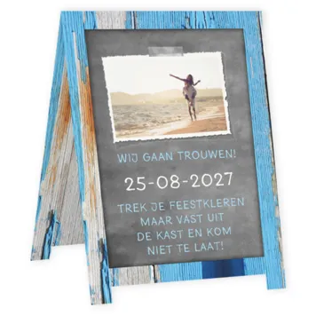 Trouwkaart Krijtbord - blauw