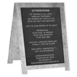 Trouwkaart Krijtbord - wit hout