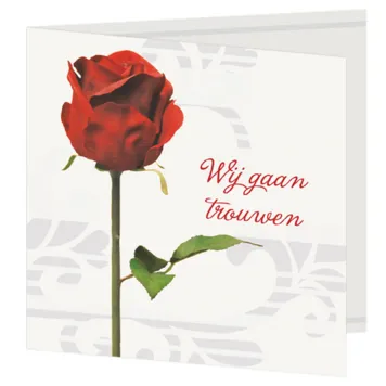Trouwkaart rode roos