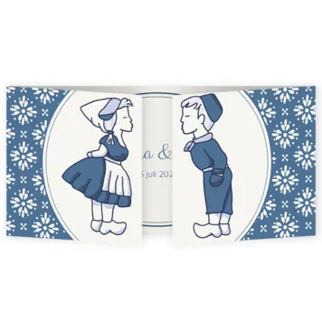 Trouwkaart Boer en Boerin Delfts Blauw
