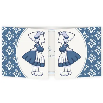 Trouwkaart Boerin en Boerin Delfts Blauw