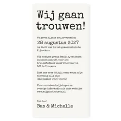 Trouwkaart enkel typemachine