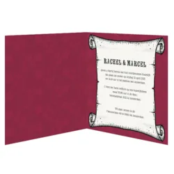Trouwkaart rood hart met bloemen