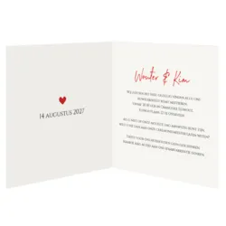 Trouwkaart rood met hart