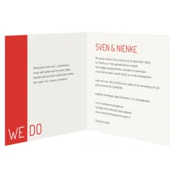 Trouwkaart rood met eigen foto