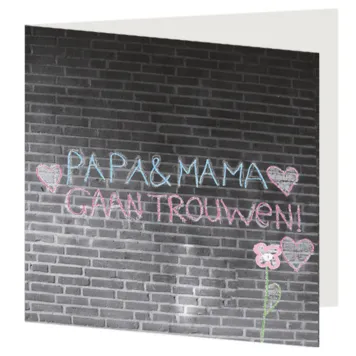 Trouwkaart papa en mama met krijt