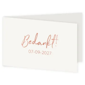 Bedankkaart dubbel met glimmend rose goud