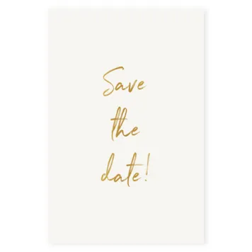 Save the date kaart staand met goud foliedruk