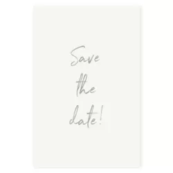 Save the date kaart staand met zilver foliedruk