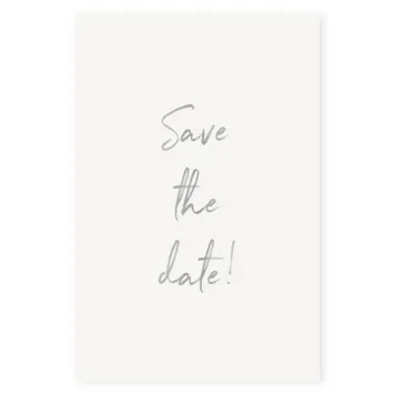 Save the date kaart staand met zilver foliedruk