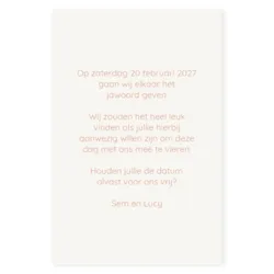 Save the date kaart staand met rosec foliedruk