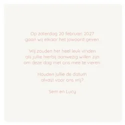 Save the date kaart vierkant met rose foliedruk