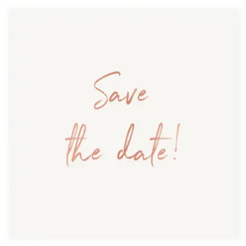 Save the date kaart vierkant met rose foliedruk
