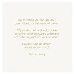 Save the date kaart vierkant met goud foliedruk