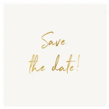 Save the date kaart vierkant met goud foliedruk