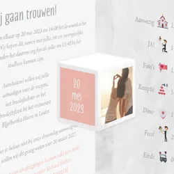 Trouwkaart drieluik met verenachtergrond