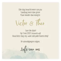 Save the Date ballonnen met blauwe waterverf