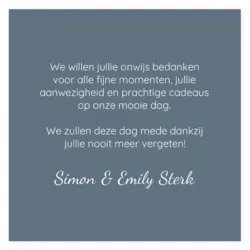 Enkele bedankkaart grijsblauw met foto