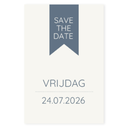 Save the date donkerblauw label