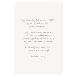 Enkel staande Save the date grijsblauw label