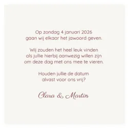 Save the date donker rood