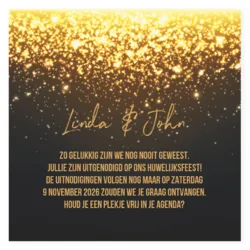 Save the date kaart gold sparkles