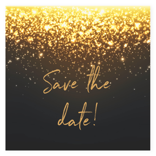 Save the date kaart gold sparkles