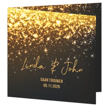 Trouwkaart gold sparkles