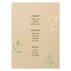Menukaart kraft met aquarel planten