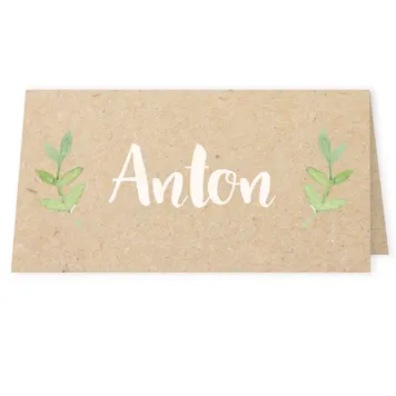 Tafelkaart kraft met aquarel planten