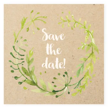 Save the date kraft met aquarel planten