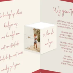 Trouwkaart rode streep met foto's